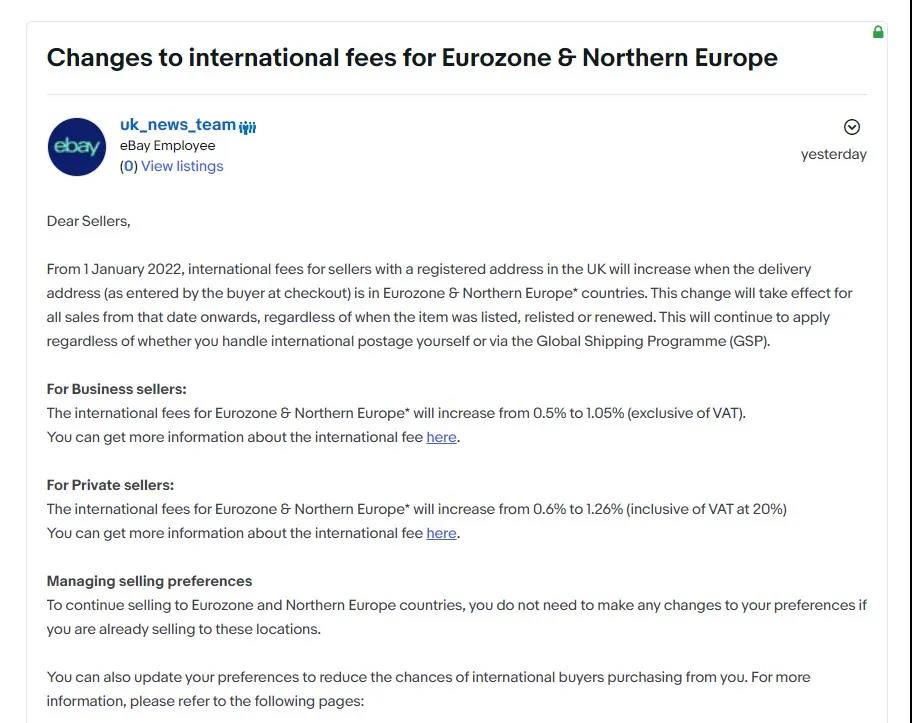 eBay將上調部分賣家的交易費用！